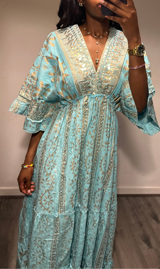 Espera Maxi Dress in Sea Blue